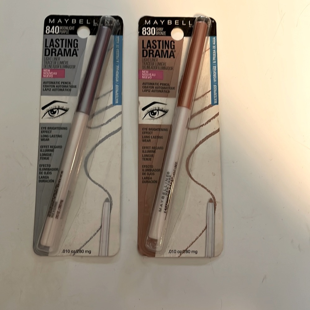 Maybelline Lasting Drama light liners.  2 in moonlight purple and shiny bronze